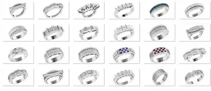 24 Diamond Bands Ring 3dm model Pack