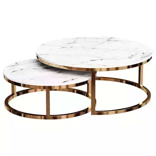 ROUND GOLD COFFEE TABLE 2 PIECES