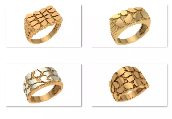 4 Mens Nugget Plain Gold Ring 3dm model pack 3D print model