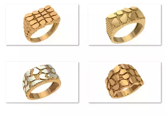 4 Mens Nugget Plain Gold Ring 3dm model pack