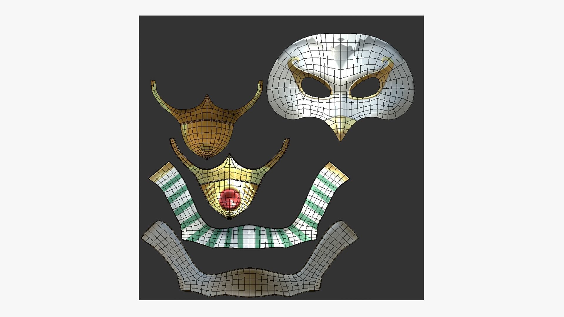 Ra Mask A10 - Egyptian Gods Character Clothing Low-poly 3D model_5