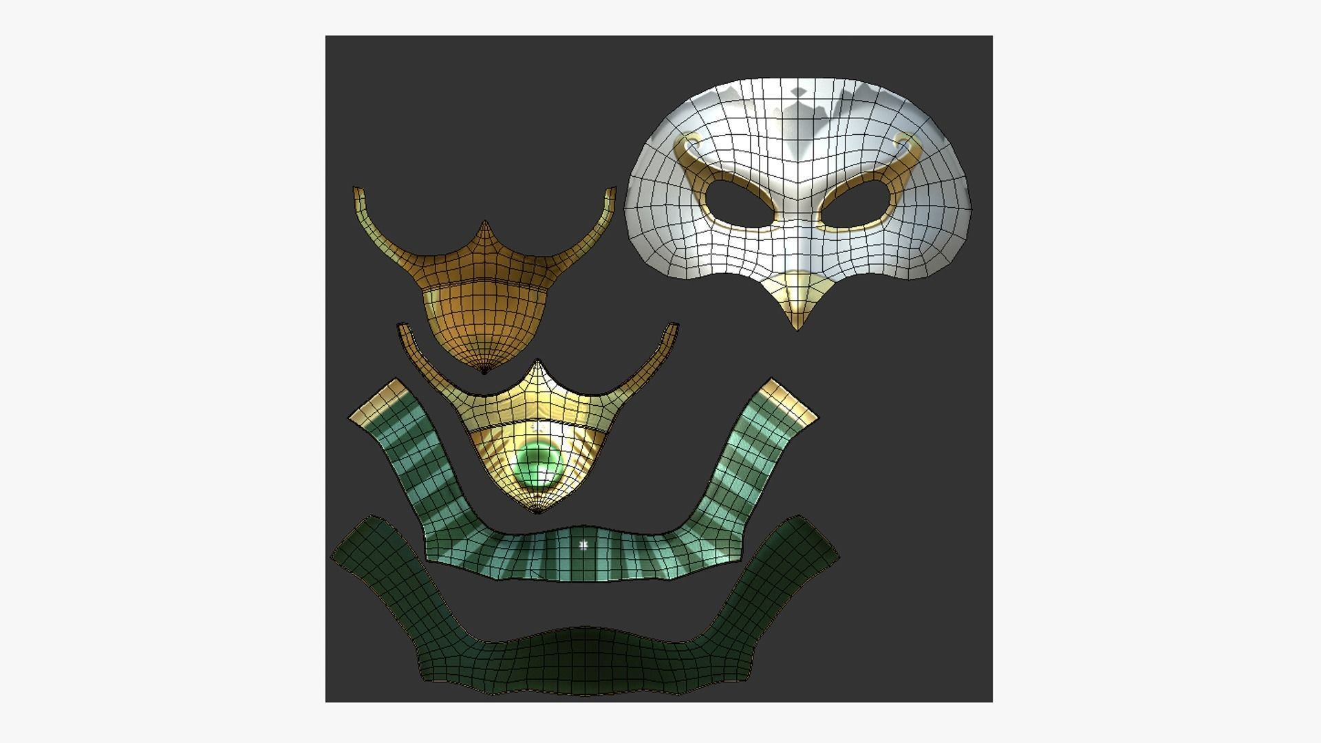 Ra Mask A09 - Egyptian Gods Character Clothing Low-poly 3D model_5