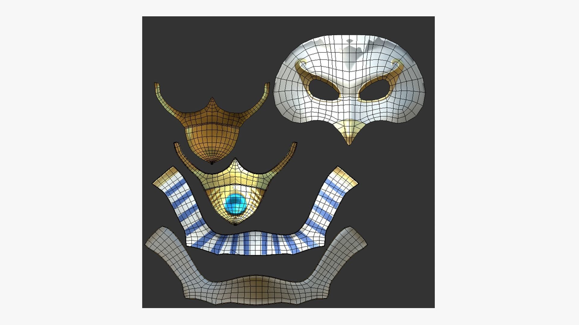 Ra Mask A07 - Egyptian Gods Character Clothing Low-poly 3D model_5