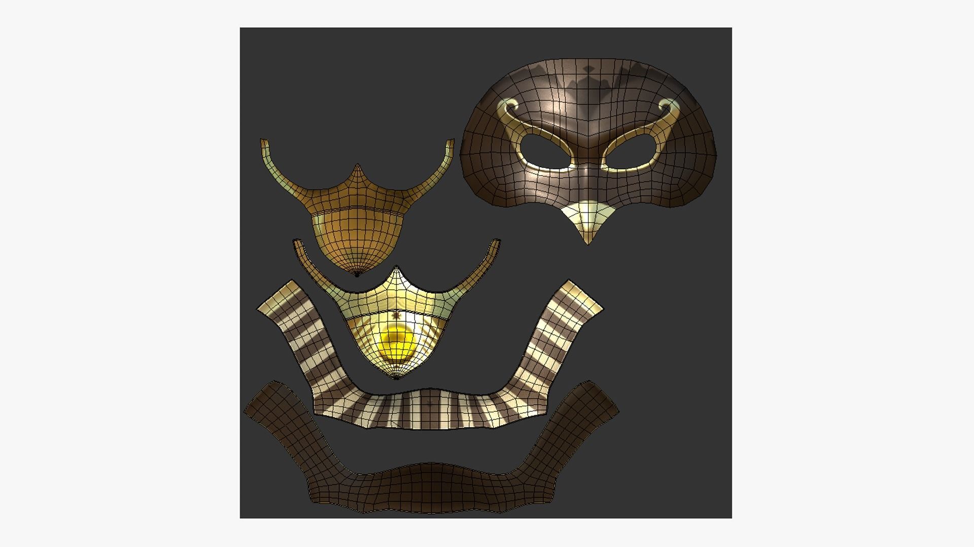 Ra Mask A06 - Egyptian Gods Character Clothing Low-poly 3D model_5