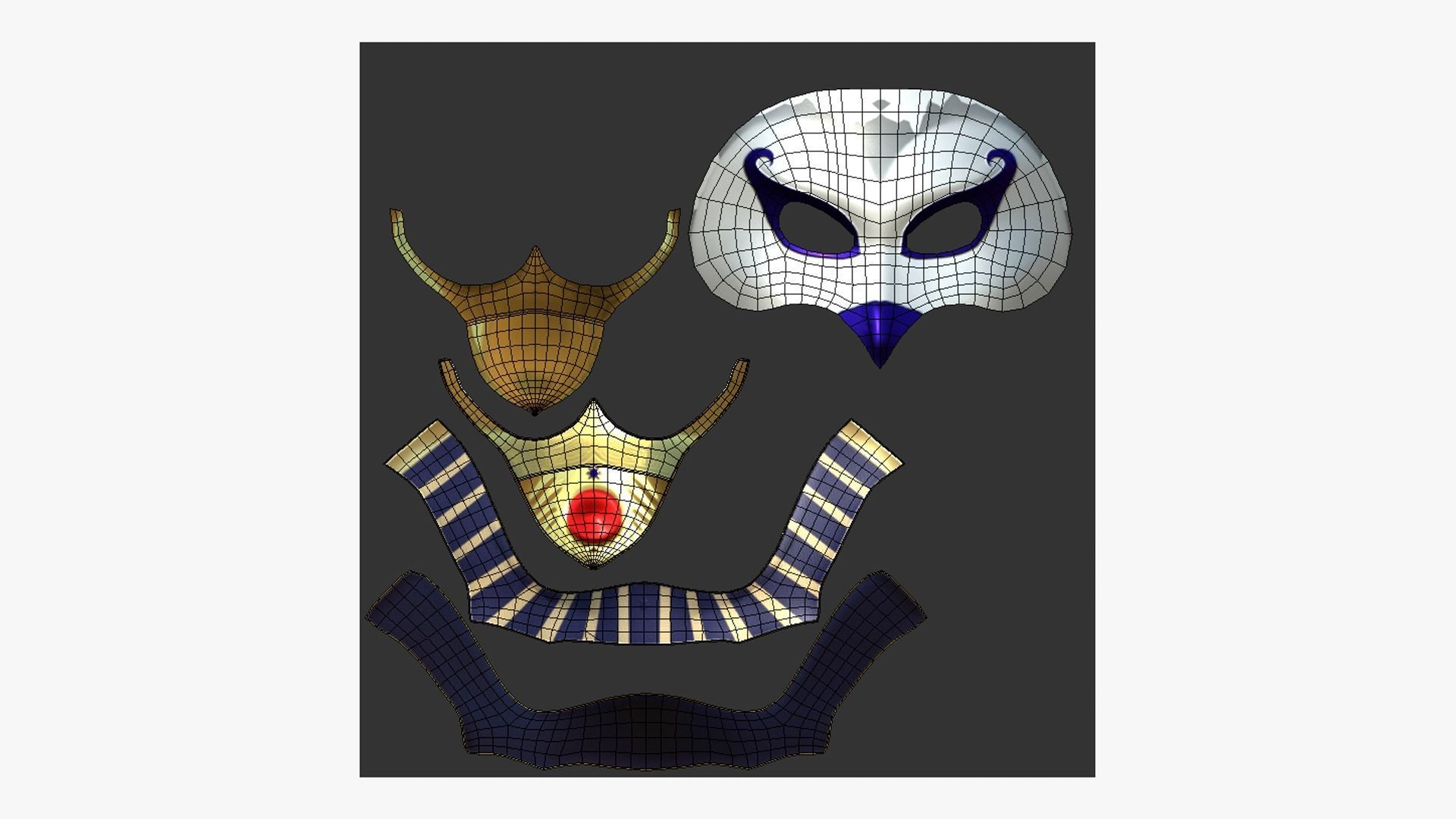 Ra Mask A01 - Egyptian Gods Character Clothing Low-poly 3D model_5