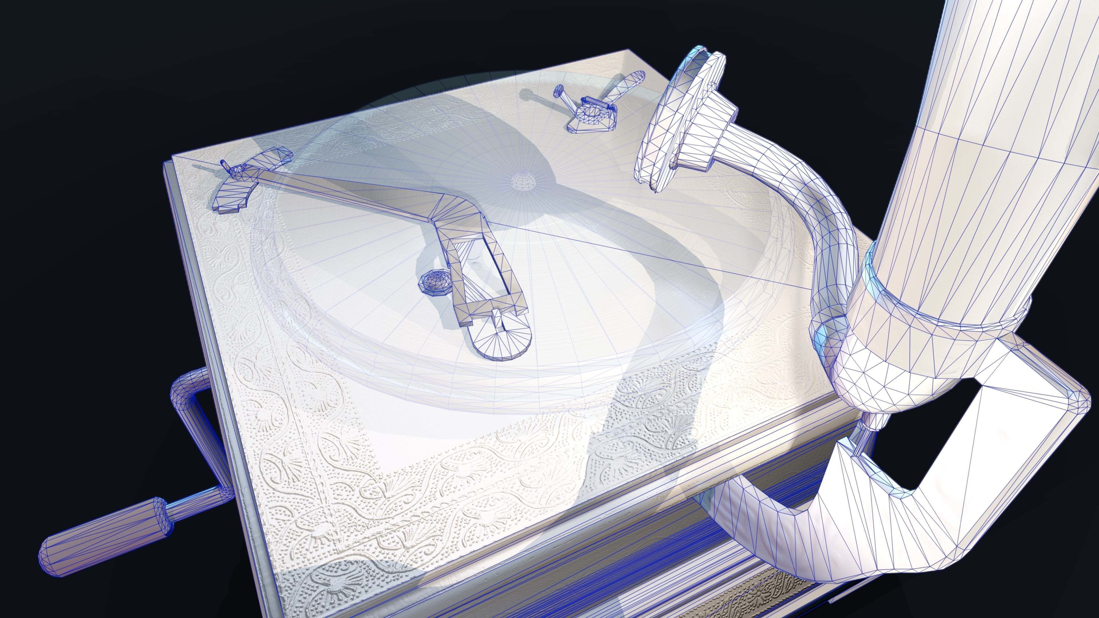 Antique Gramophone PBR Game-Ready Low-poly 3D model_9