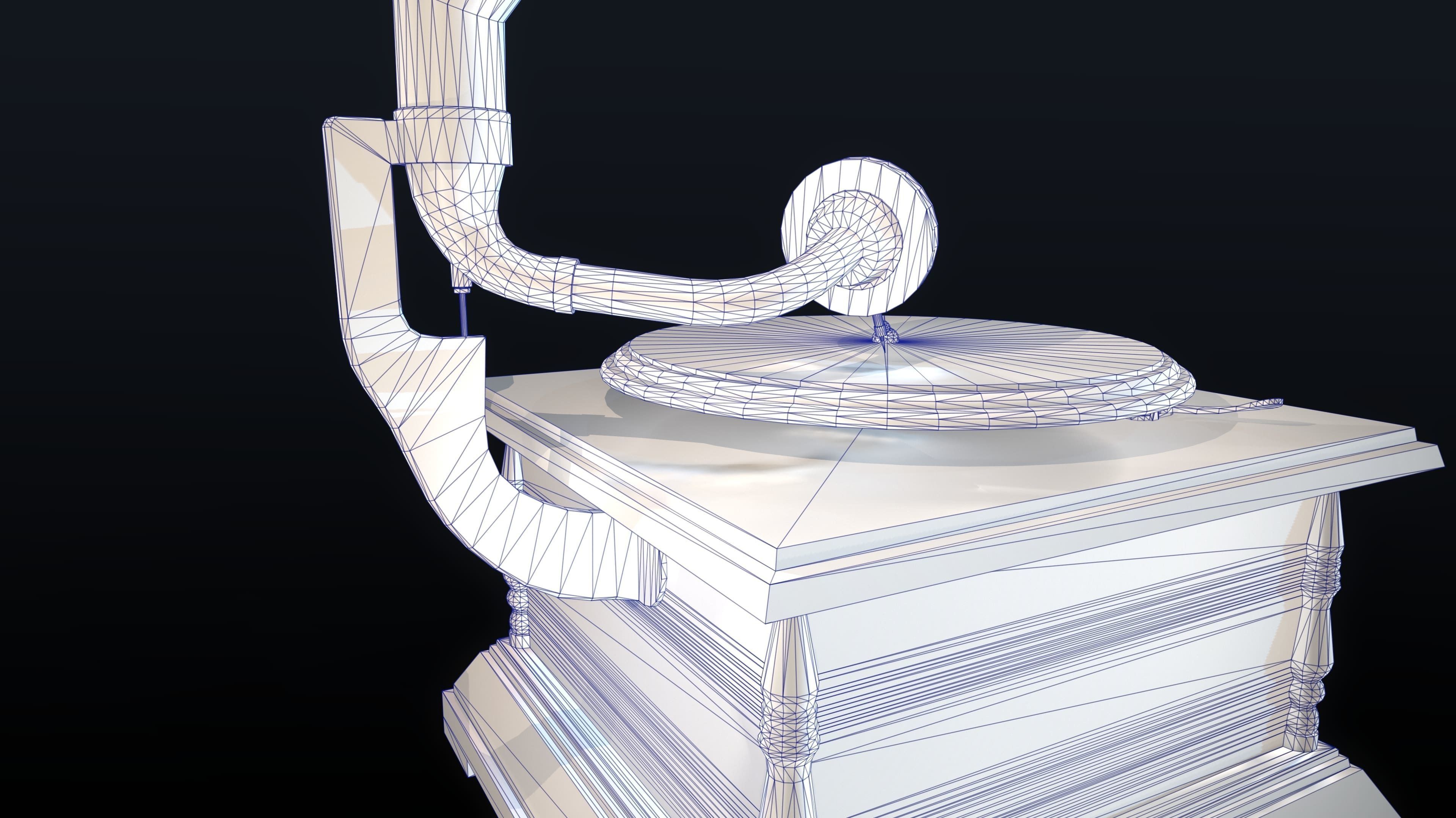 Antique Gramophone PBR Game-Ready Low-poly 3D model_7