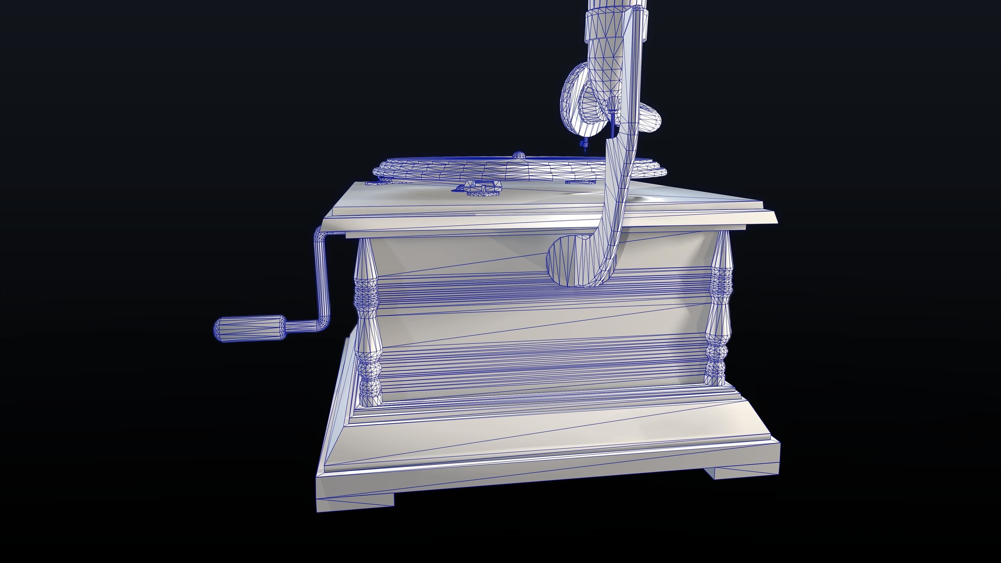 Antique Gramophone PBR Game-Ready Low-poly 3D model_3