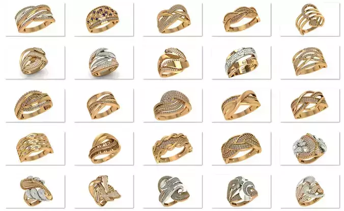 57 Fusion Wire High Jewelry Cocktail Diamond Ring 3dm models