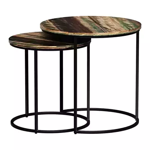 ROUND WOODEN COFFEE TABLE INDU 2 PIECES