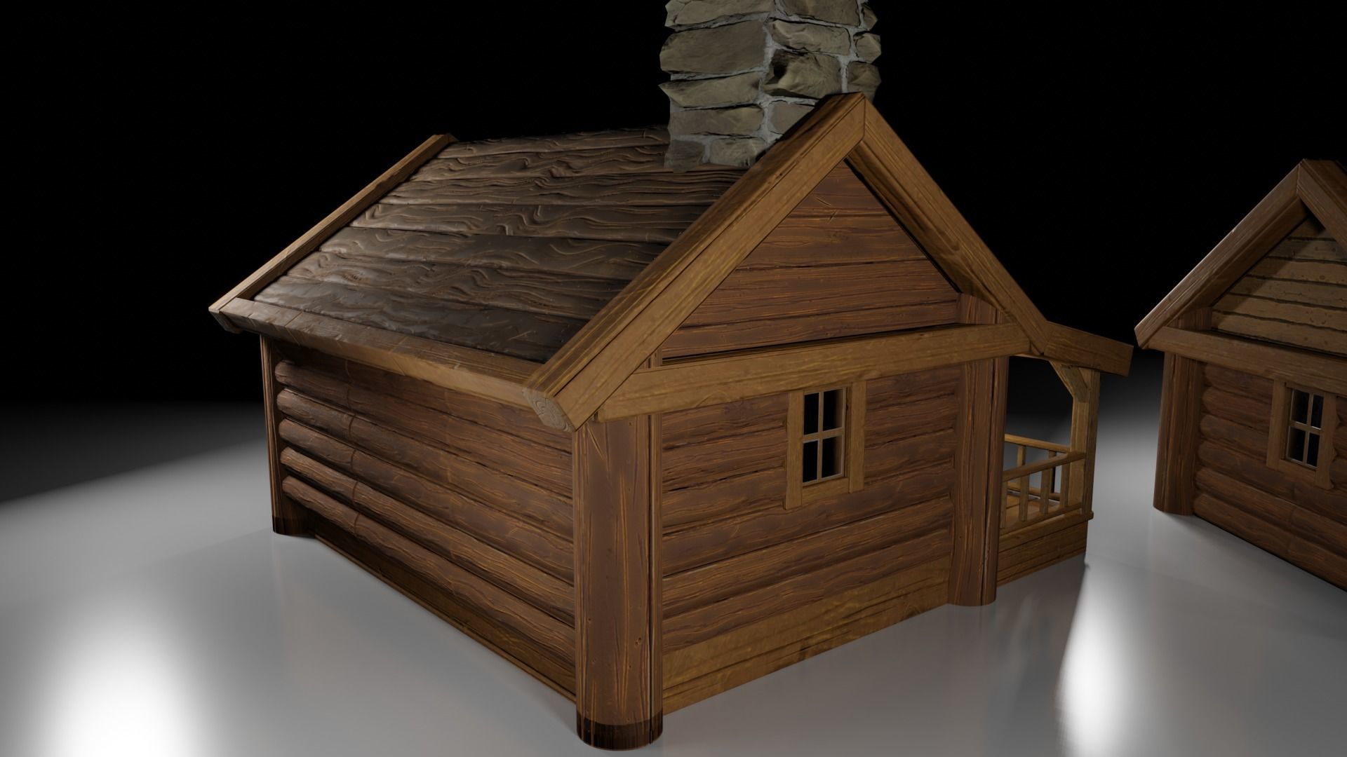 Stylized Log Cabin Game Models Low-poly 3D model_9