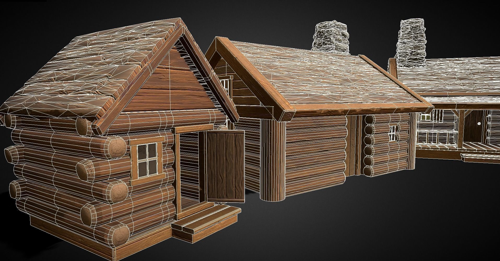 Stylized Log Cabin Game Models Low-poly 3D model_11