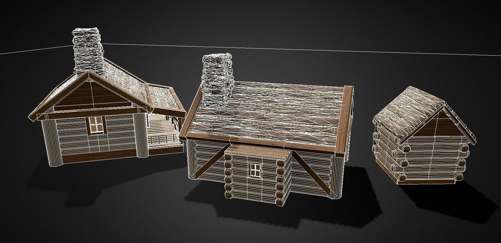 Stylized Log Cabin Game Models Low-poly 3D model_13