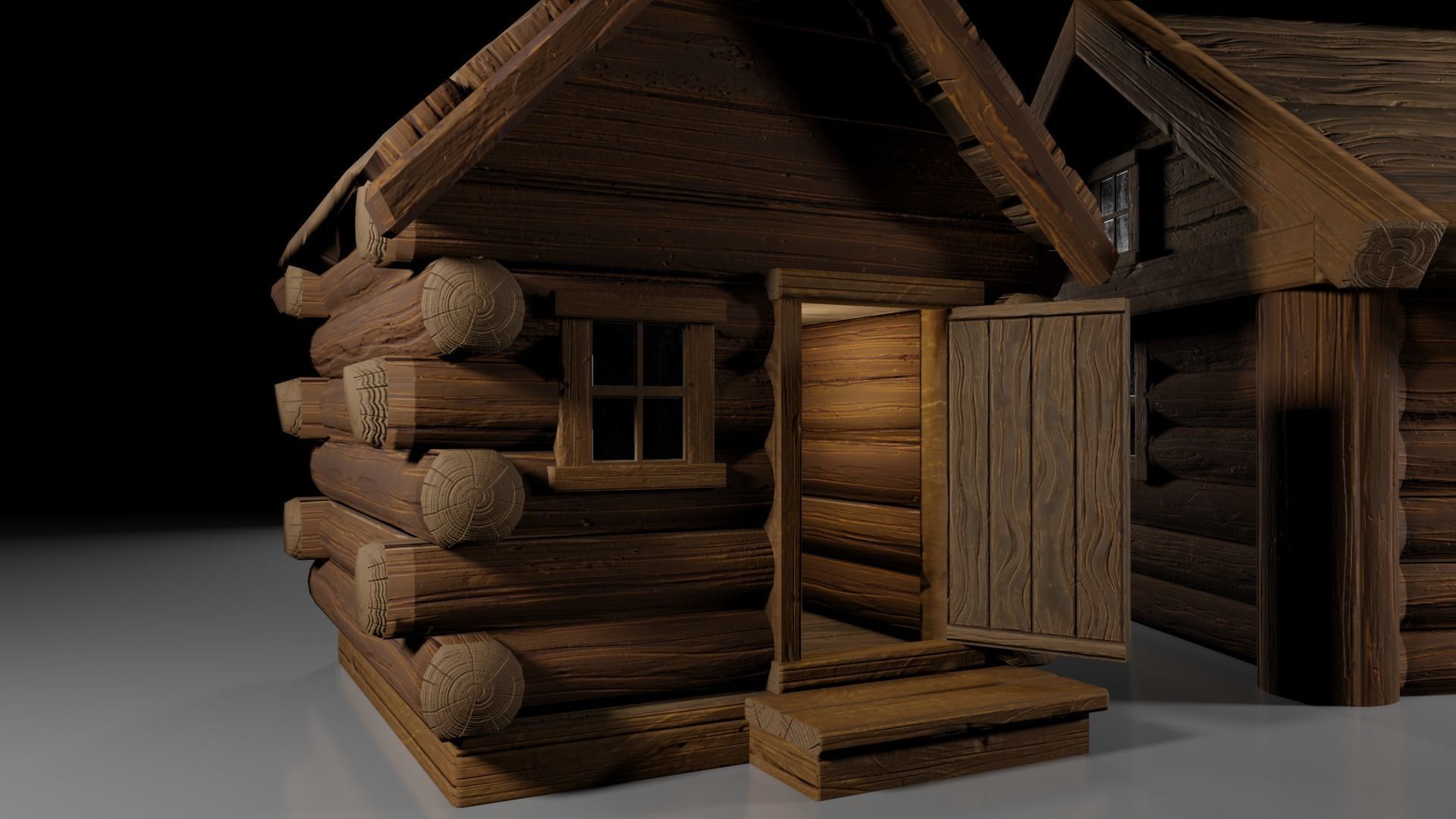 Stylized Log Cabin Game Models Low-poly 3D model_3