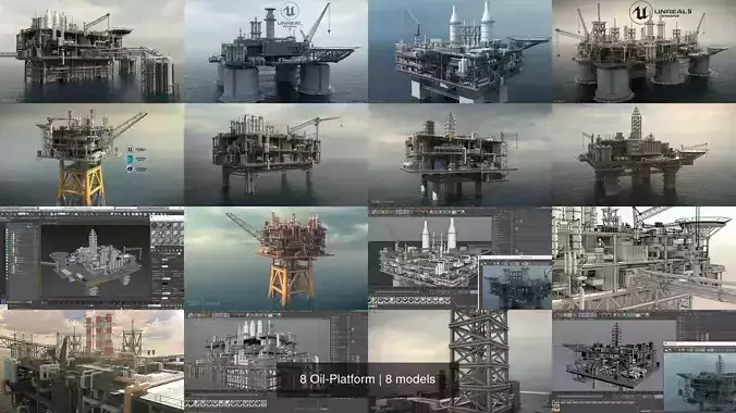 8 Oil-Platform 3D Model Collection