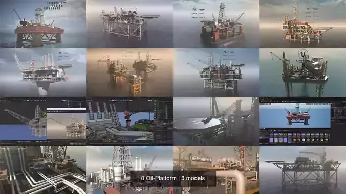 8 Oil-Platform 3D Model Collection