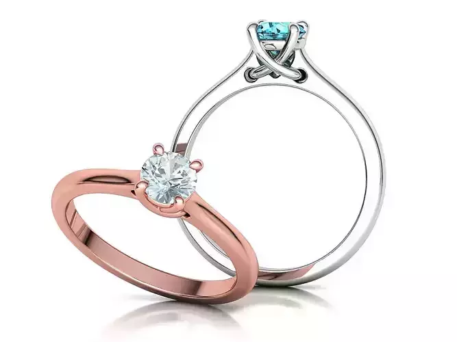 4 prong 5mm Stone Crossover Solitaire Promise Ring 3dmodel
