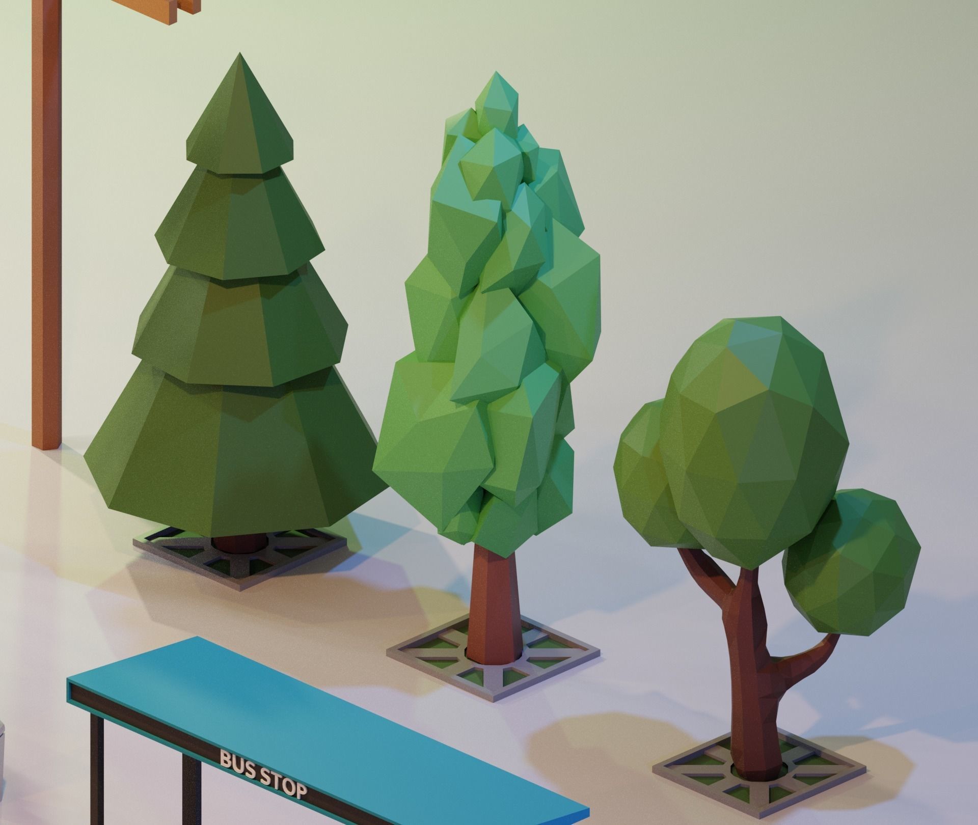 Low Poly City Assets - Low poly game assets - game props Low-poly 3D model_4