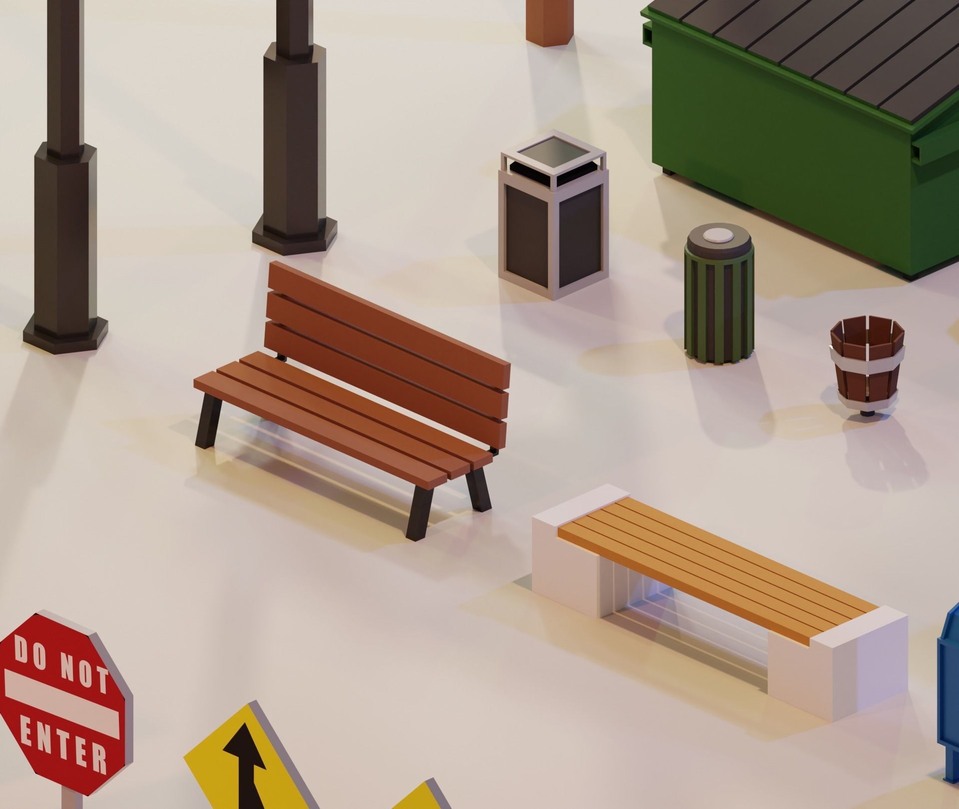 Low Poly City Assets - Low poly game assets - game props Low-poly 3D model_2