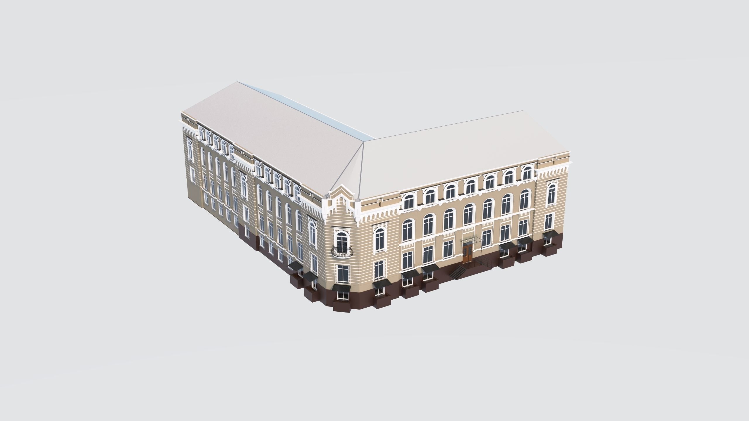 Classic residential building for the European Street 9 3D model Low-poly 3D model_5