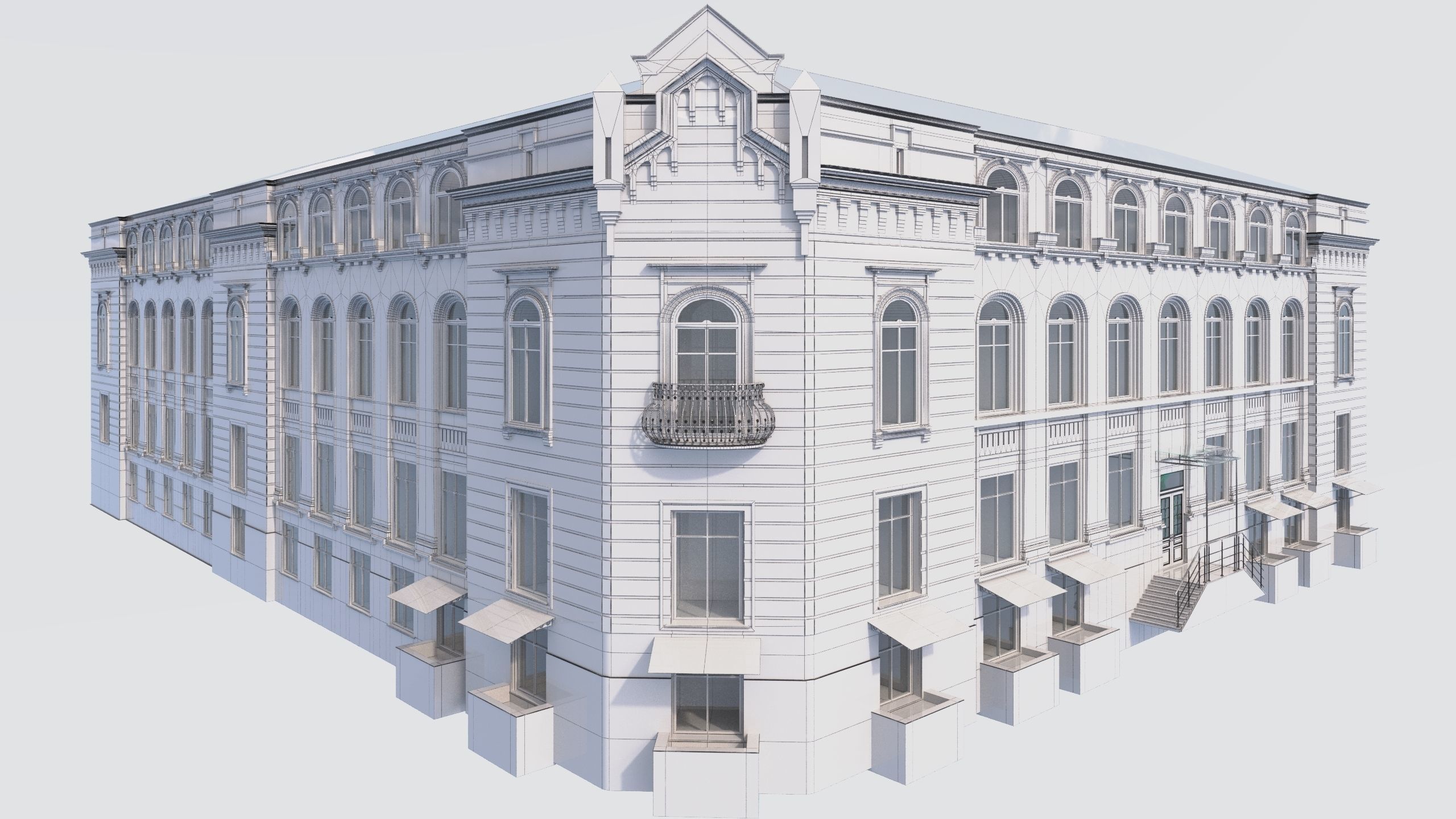 Classic residential building for the European Street 9 3D model Low-poly 3D model_2