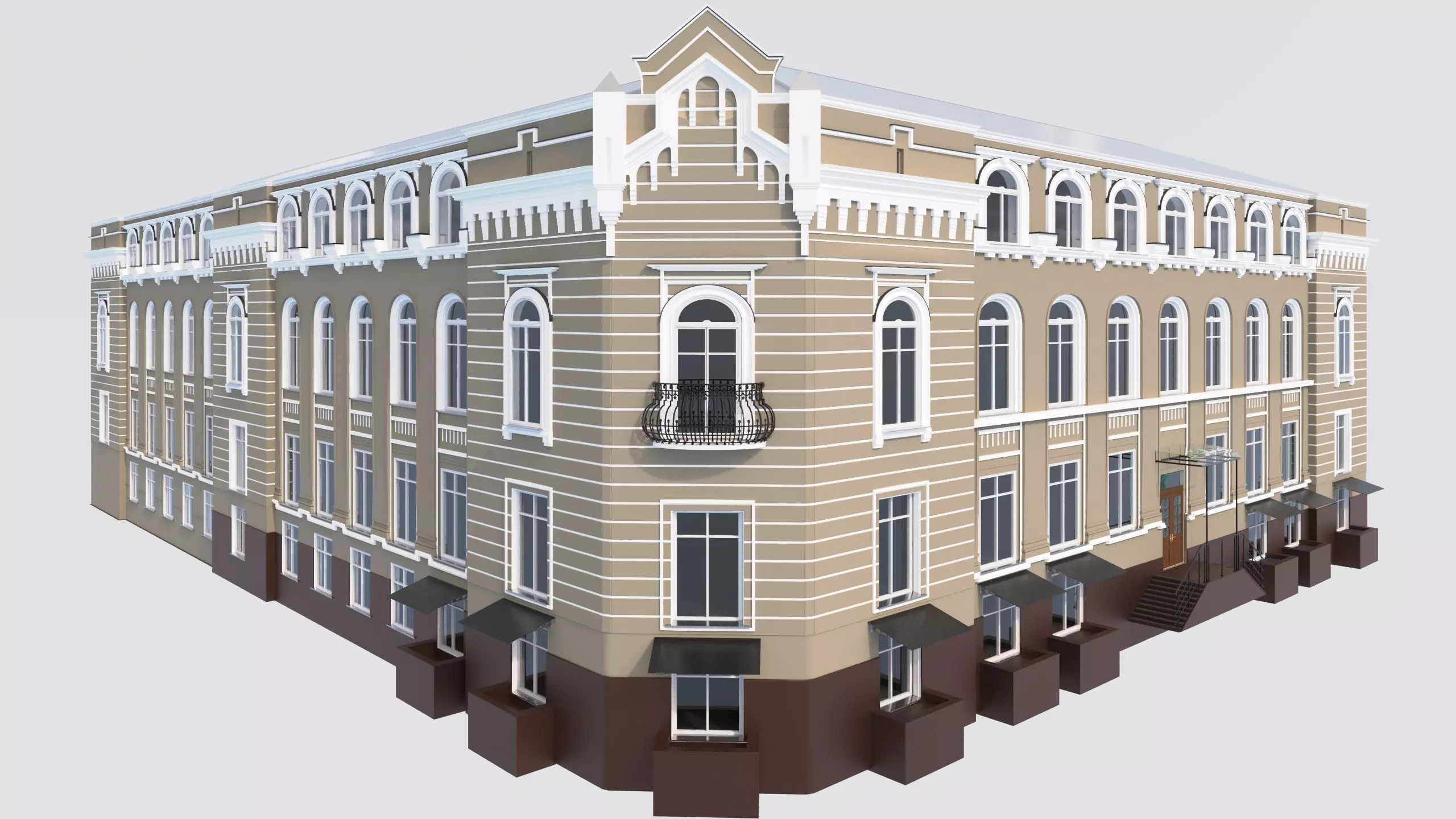 Classic residential building for the European Street 9 3D model Low-poly 3D model_0