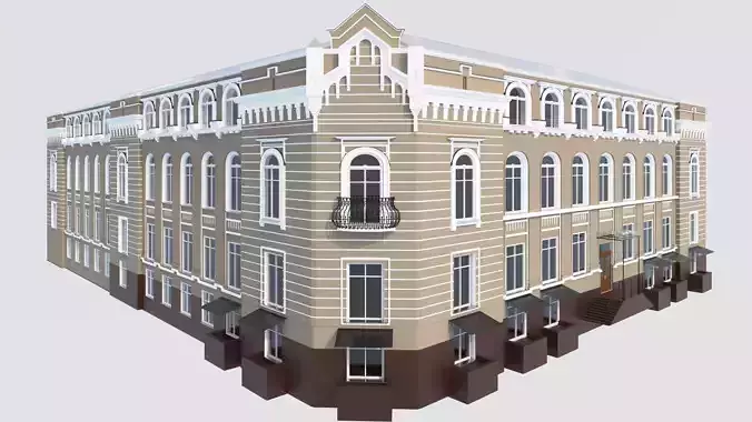 Classic residential building for the European Street 9 3D model Low-poly 3D model