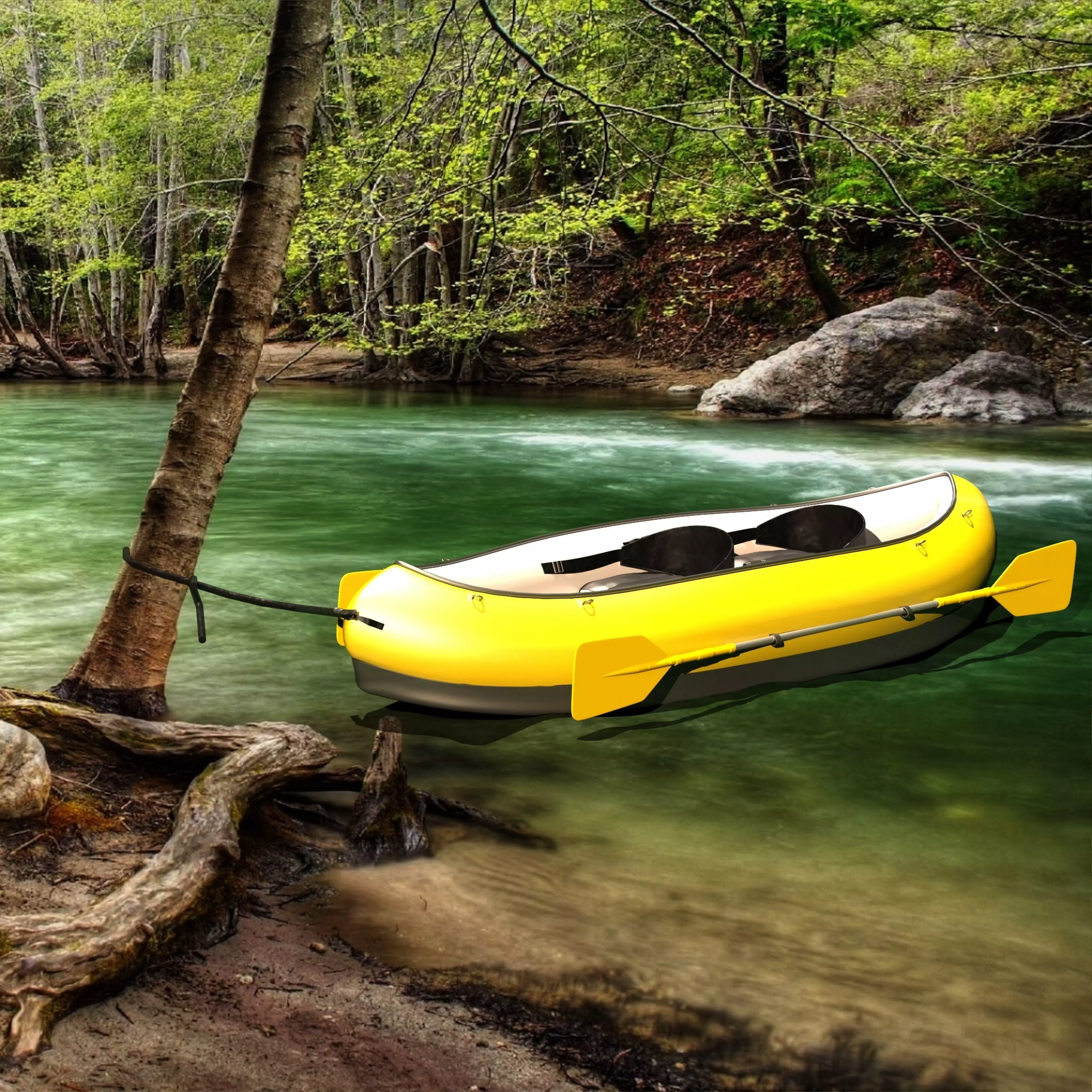 Tandem Canoe 4K 3D model_0