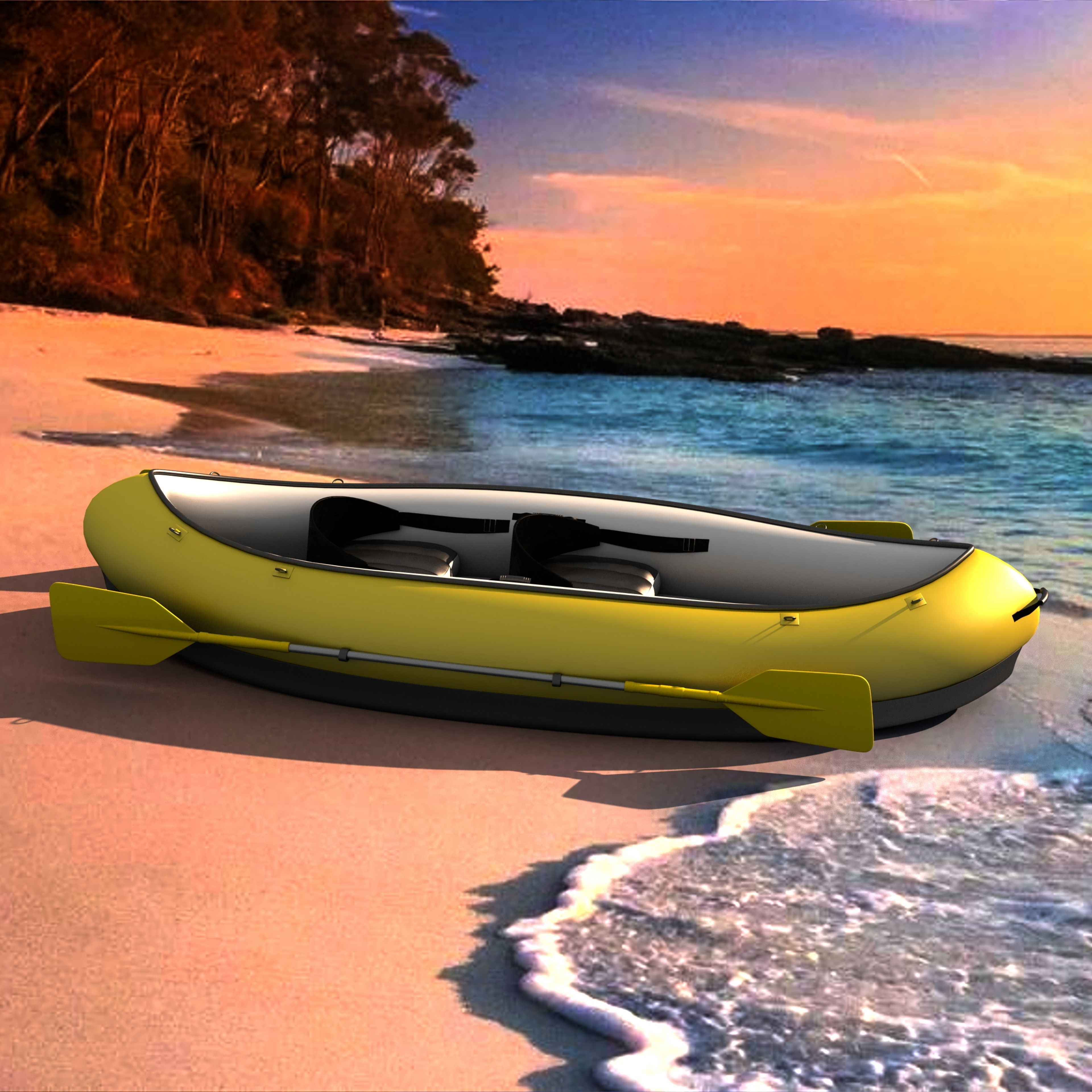 Tandem Canoe 4K 3D model_1