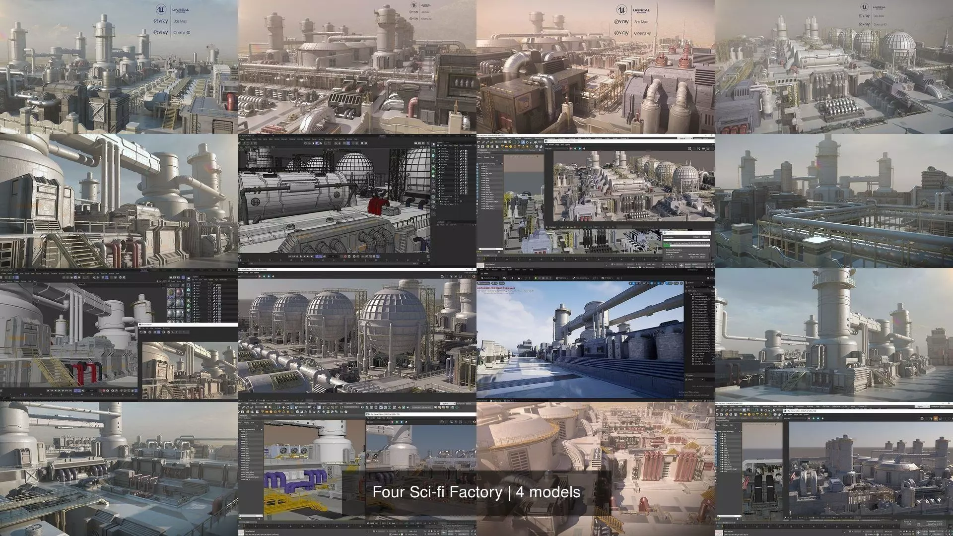 Four Sci-fi Factory 3D Model Collection_0