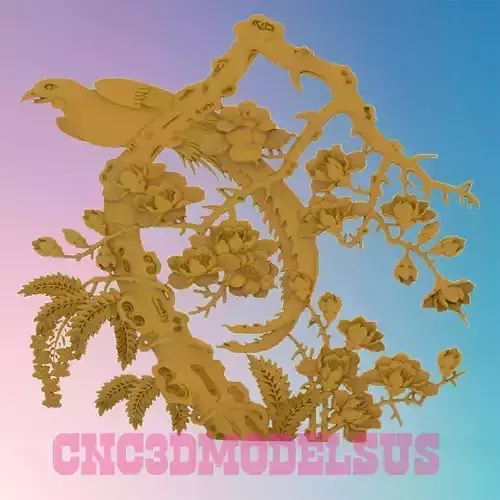 Bird on a tree 3D MODEL STL FILE FOR CNC ROUTER LASER