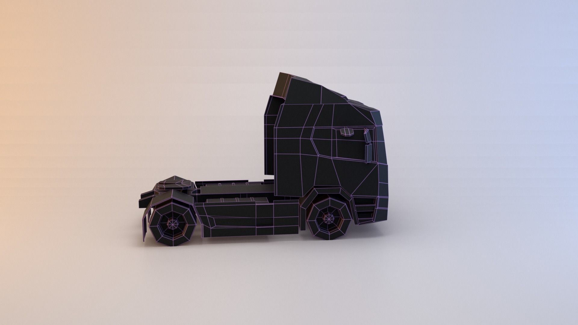 Semi truck Low-poly 3D model_18