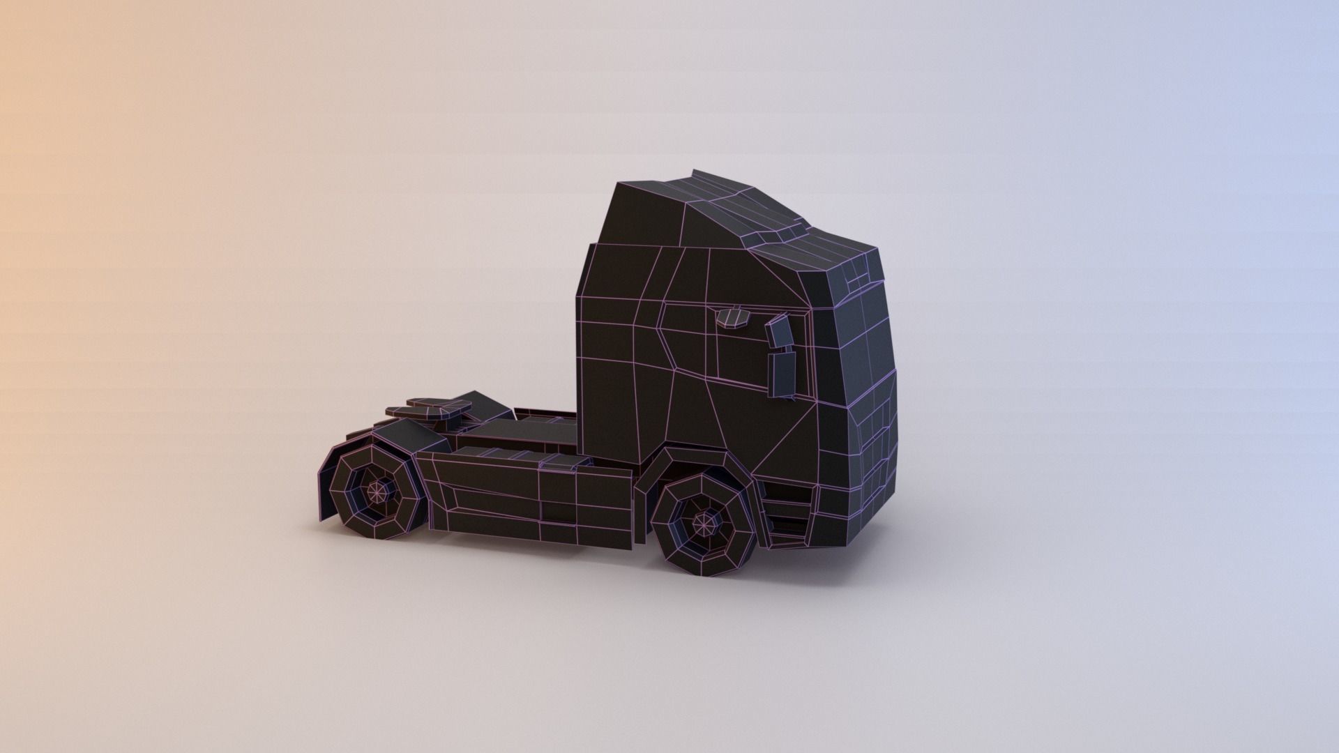 Semi truck Low-poly 3D model_20