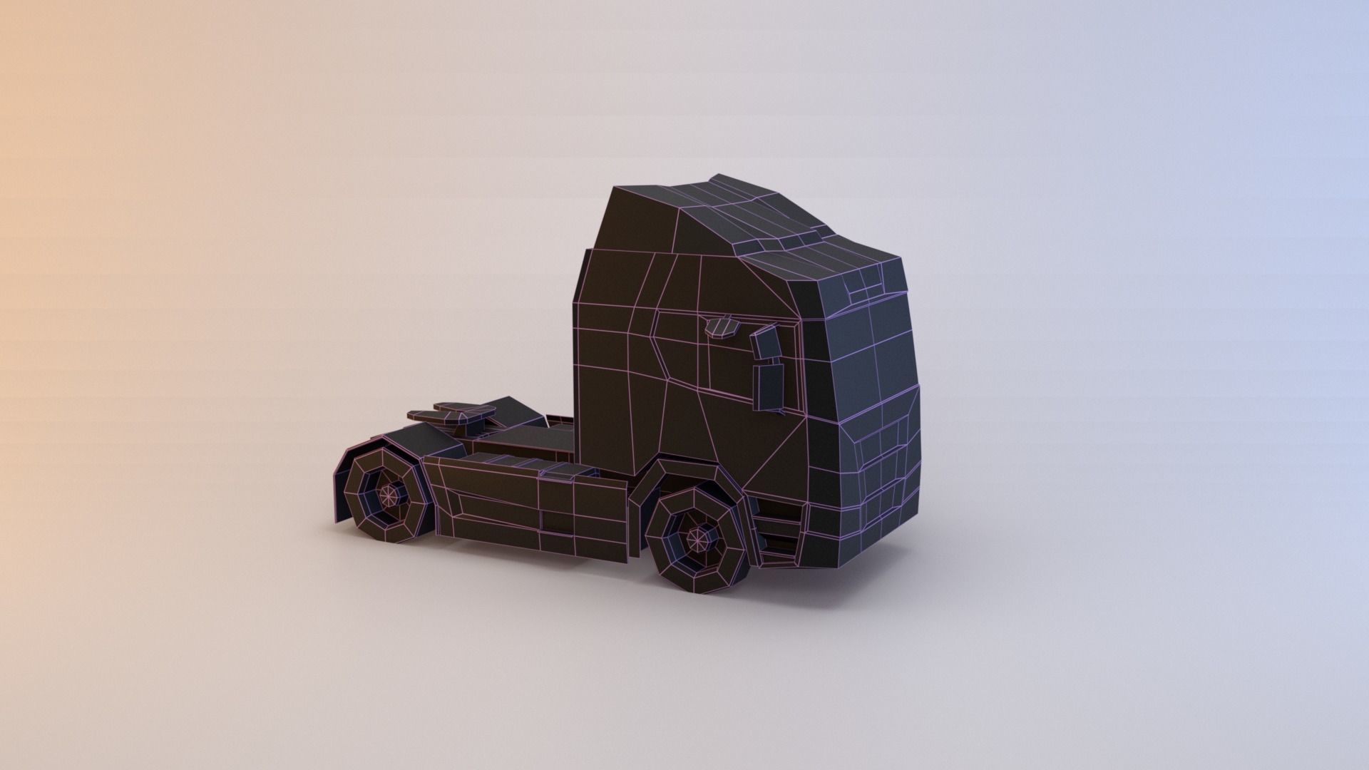 Semi truck Low-poly 3D model_21
