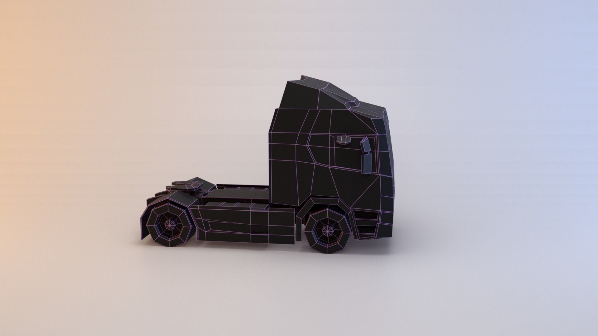 Semi truck Low-poly 3D model_19