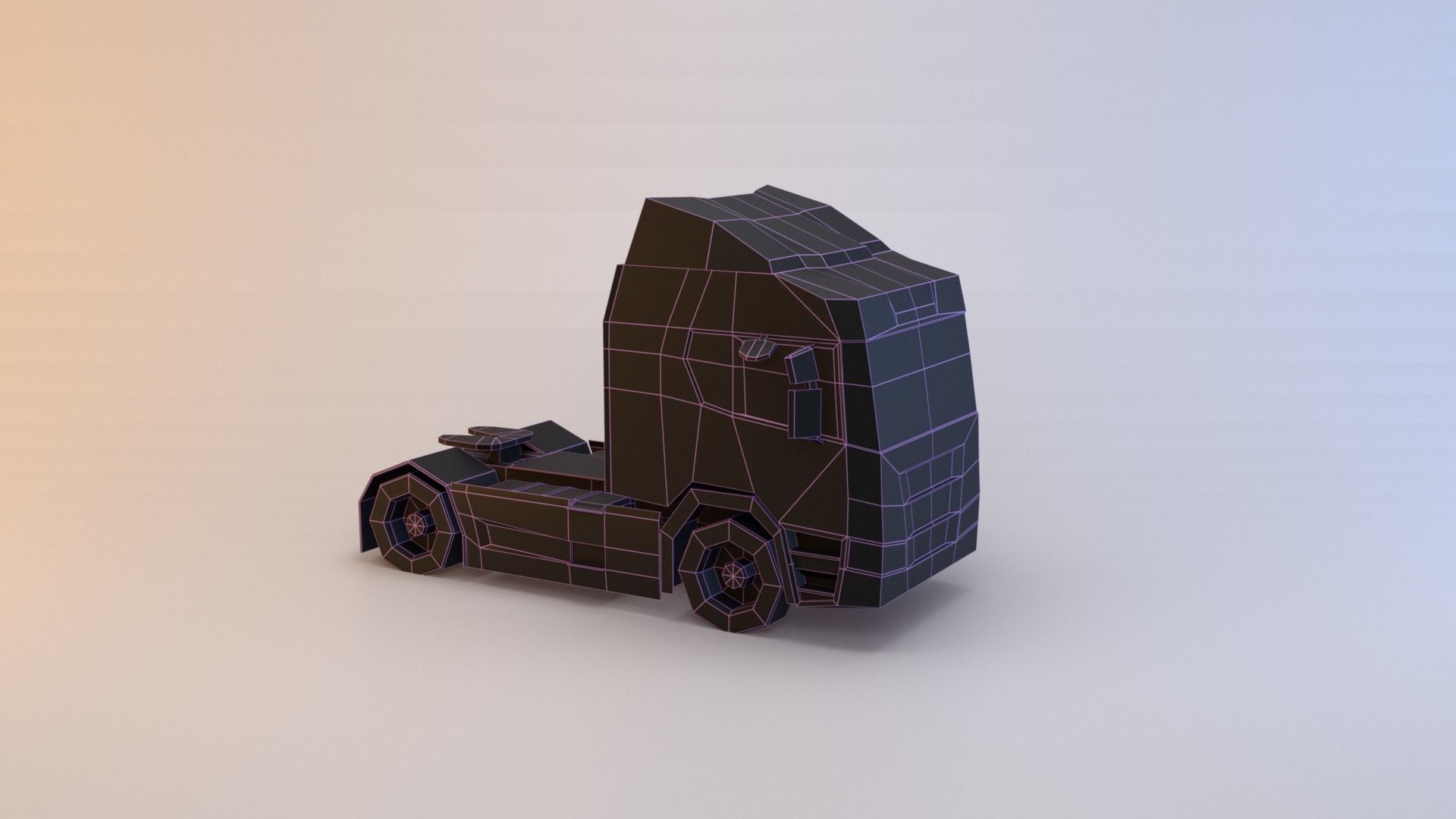 Semi truck Low-poly 3D model_22