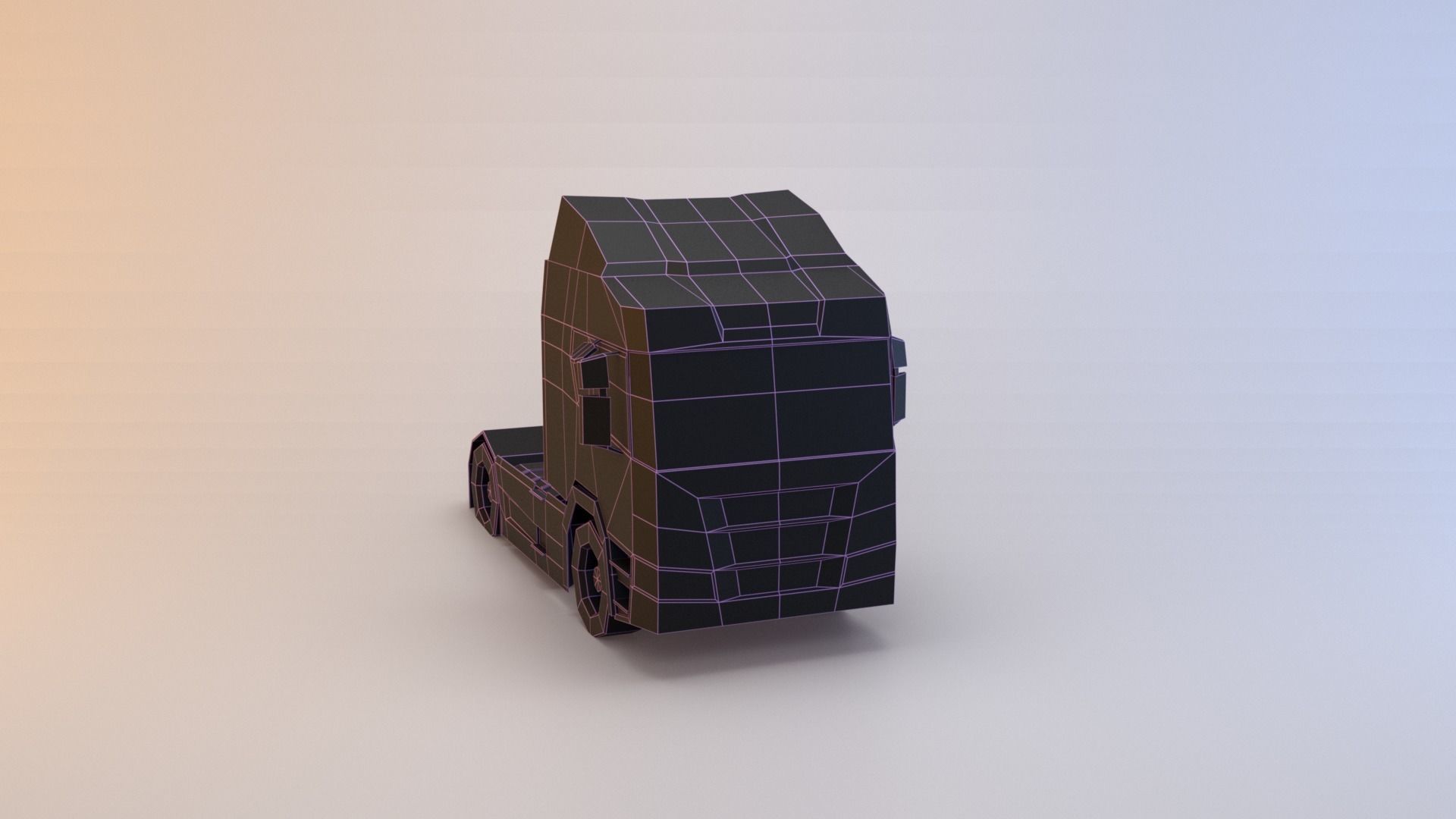 Semi truck Low-poly 3D model_6