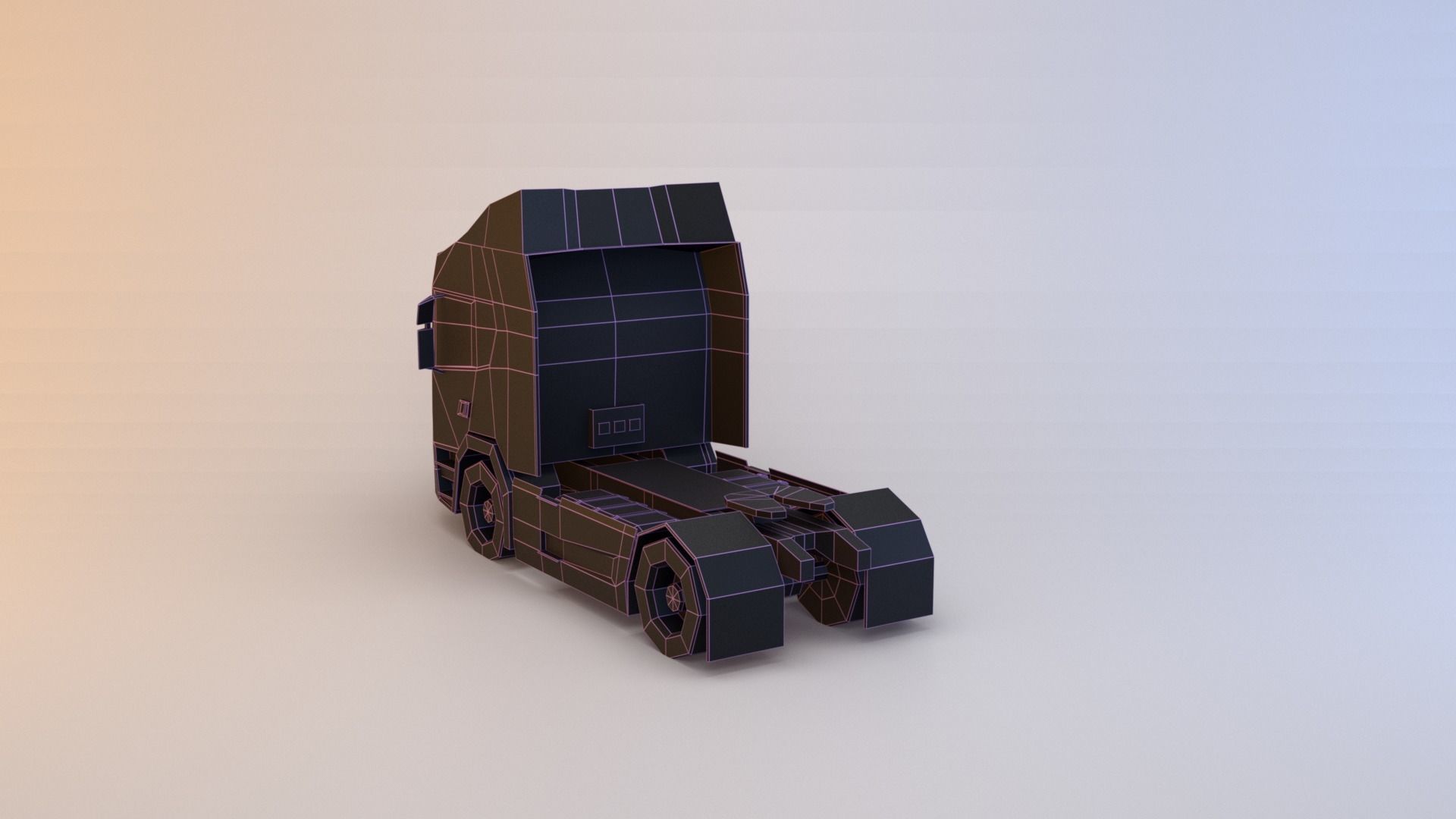 Semi truck Low-poly 3D model_13