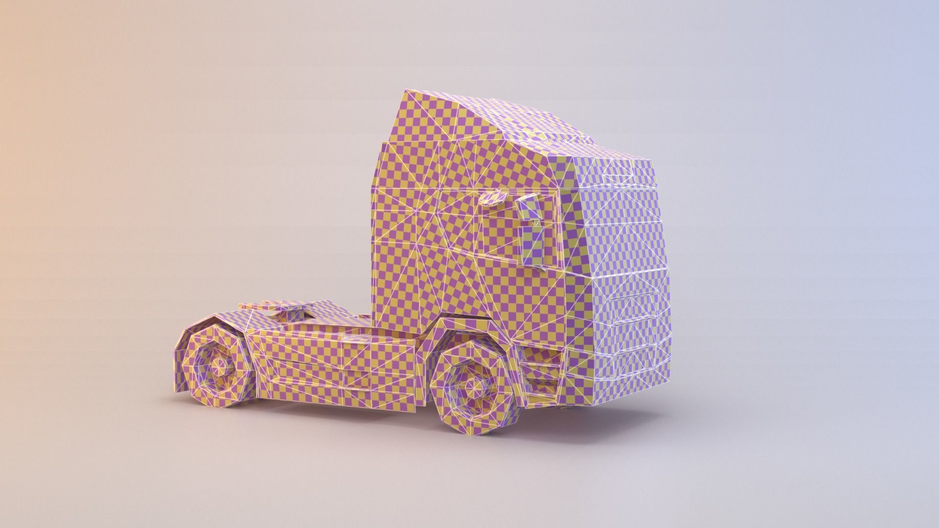 Semi truck Low-poly 3D model_1