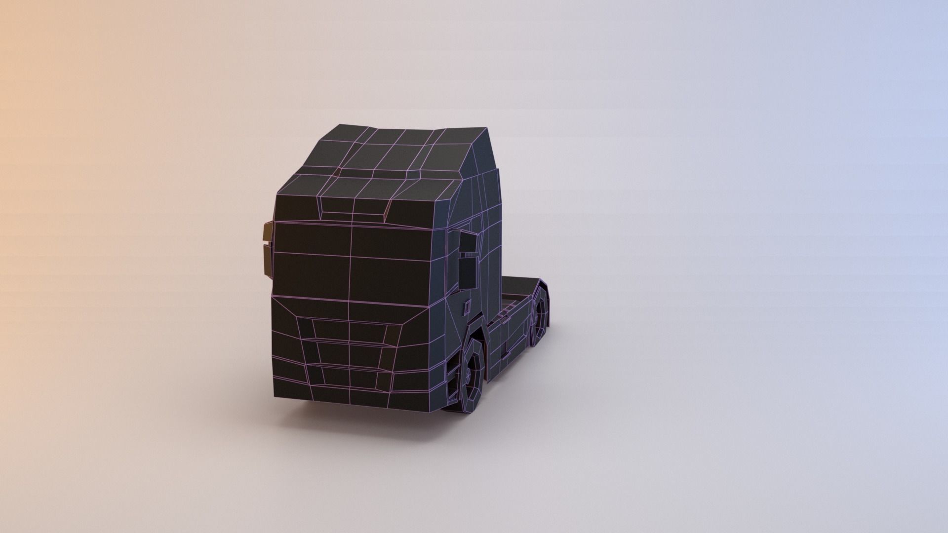 Semi truck Low-poly 3D model_8