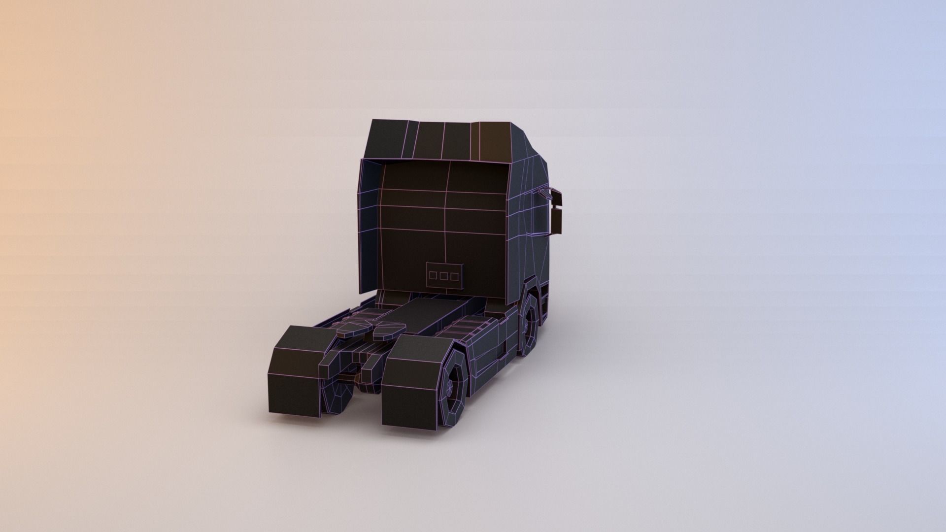 Semi truck Low-poly 3D model_15