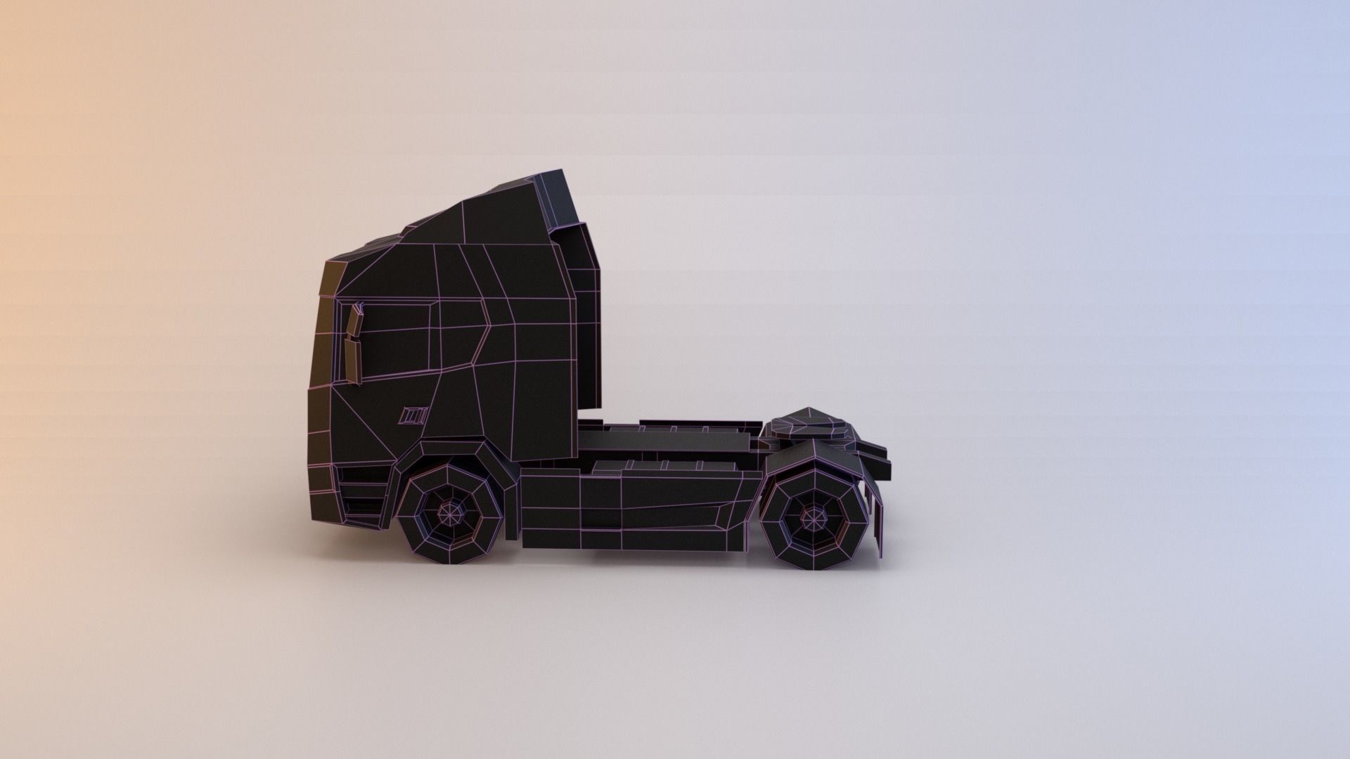 Semi truck Low-poly 3D model_11
