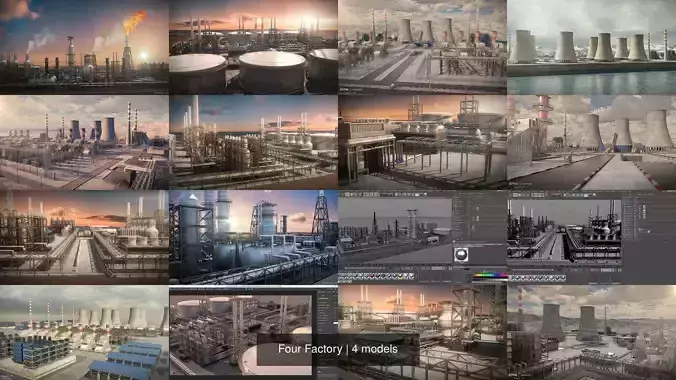 Four Factory 3D Model Collection