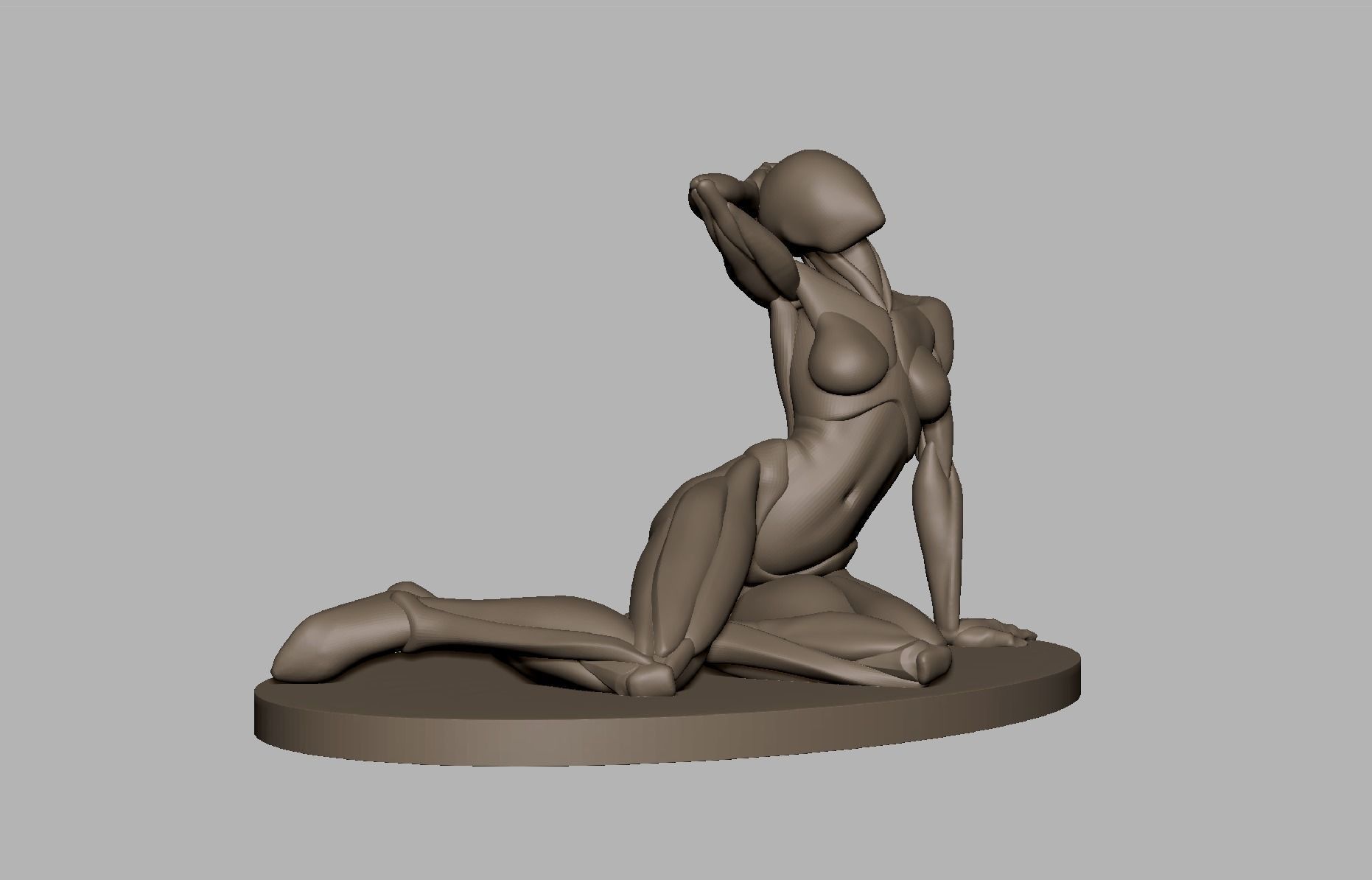 Posed basemeshes of sitting woman 3D print model_7