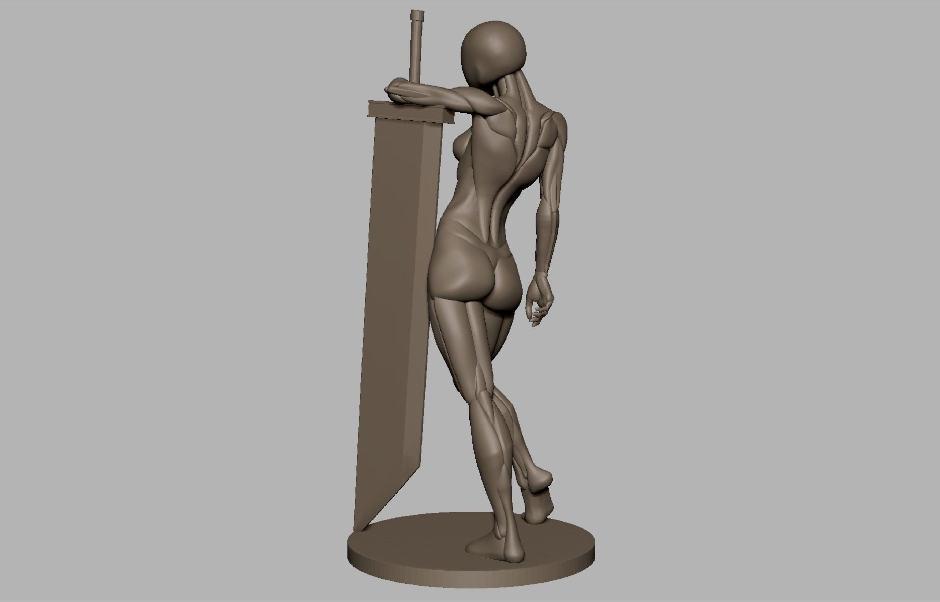 Posed basemeshes with big blade 3D print model_7