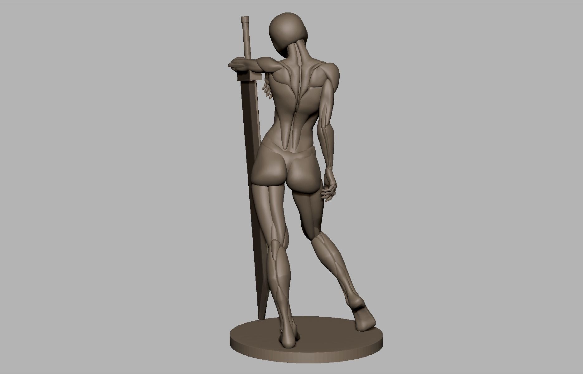 Posed basemeshes with big blade 3D print model_6