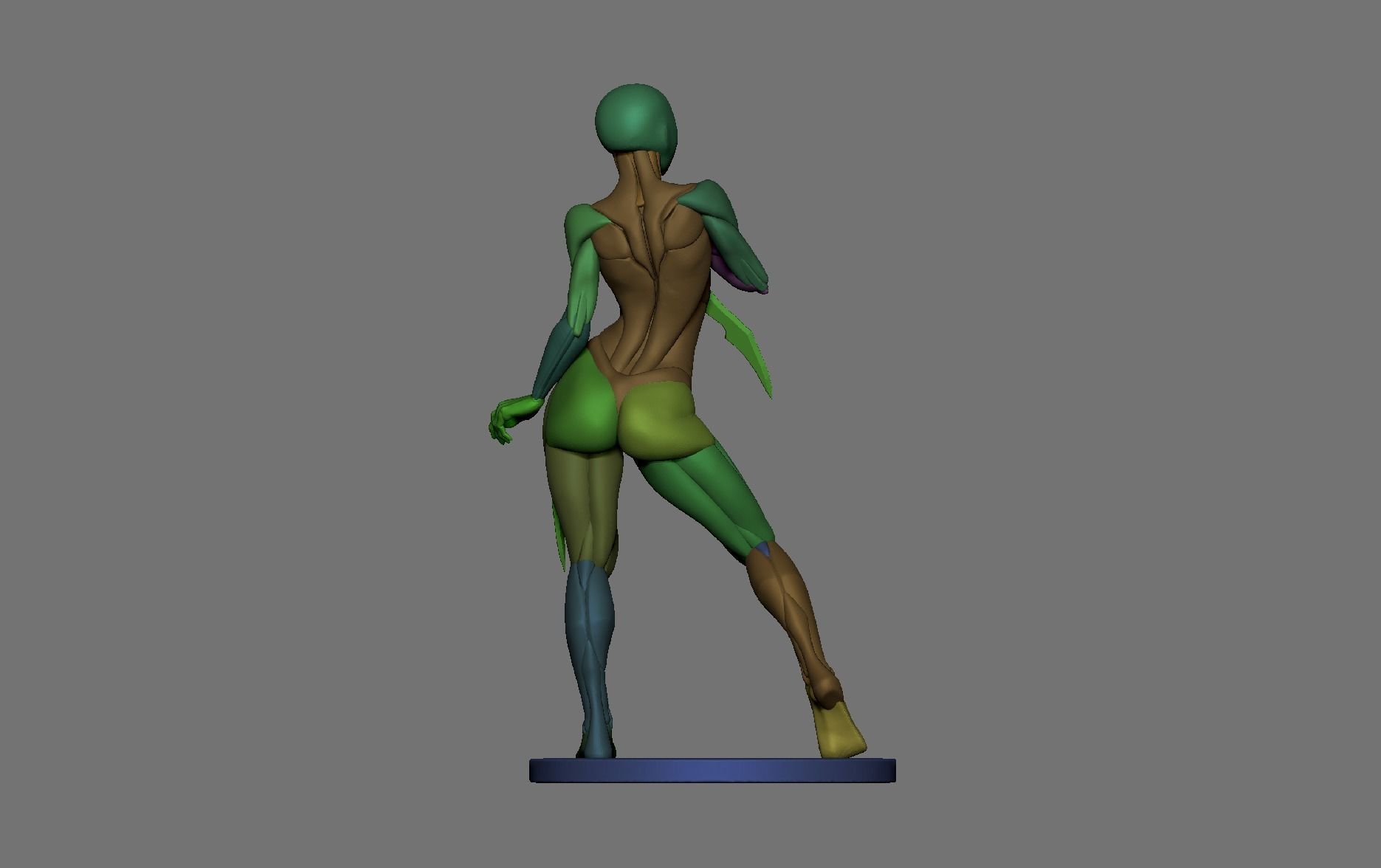 Posed female basemeshes with blades 3D print model_7