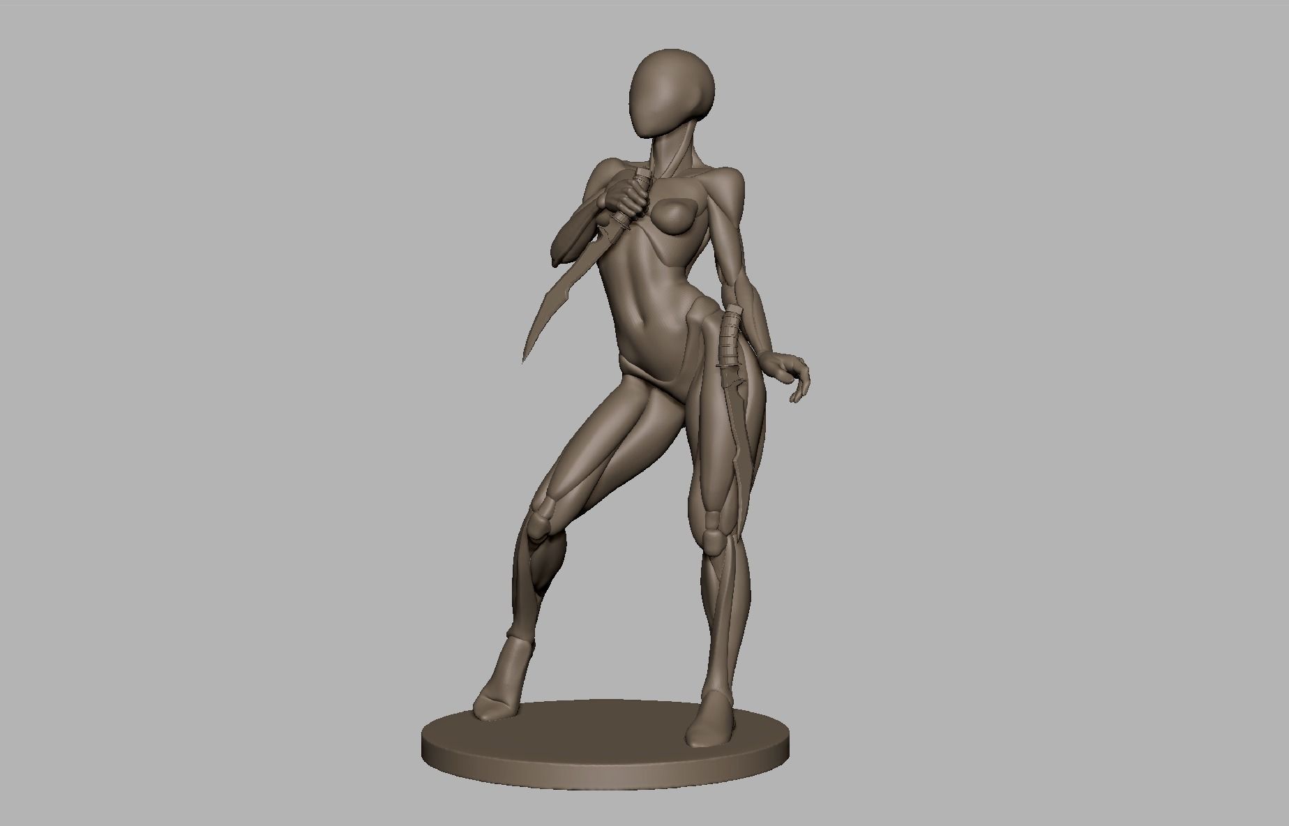 Posed female basemeshes with blades 3D print model_1