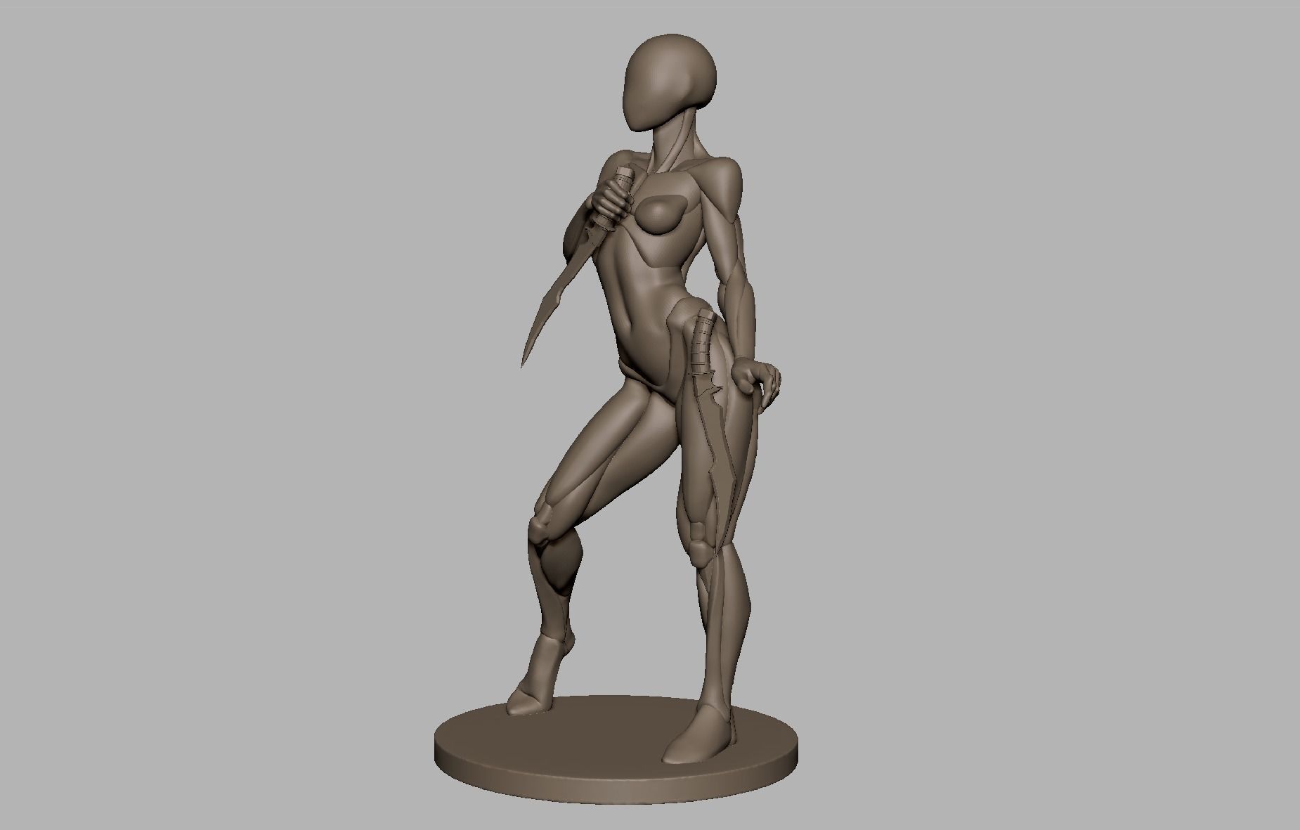 Posed female basemeshes with blades 3D print model_3