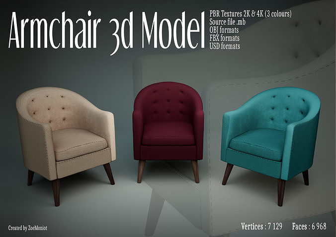 Armchair 02 3D model